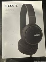 Front of boxed Sony MDR-ZX110 headphones