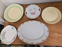 Group shot of all five serving pieces on tabletop