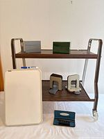 Full lot showing cart, index boxes, card holders, whiteboard, pen case