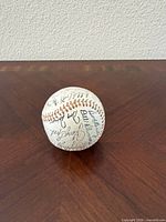 Full baseball showing signatures on panel