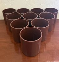 Front view of brown melamine tumblers