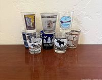 All seven shot glasses front view