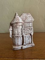 Frontal view of ceramic Victorian house holder