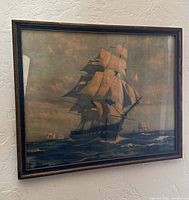 full view of framed Gordon Grant sailboat print