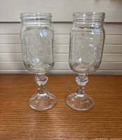 Front view of both Ball Mason pedestal glasses