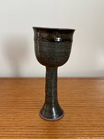 Full view of goblet front showing shape and glaze