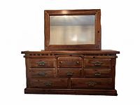 front view of pine dresser with mirror attached