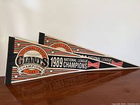 Pair of 1989 San Francisco Giants NL Champions pennants stacked, full view