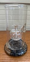 Full view of lamp front on wooden surface