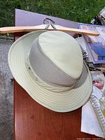 Top and side view of hat on table