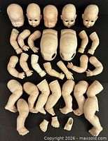 Full layout showing all 31 bisque doll parts