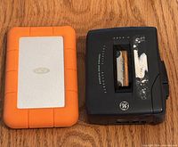 LaCie drive and GE cassette recorder side by side