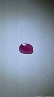 Front view of oval ruby showing face-up colour and cut