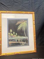 Full view of framed print showing artwork and bamboo frame
