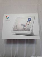 Retail box front showing Google Nest Hub image and branding