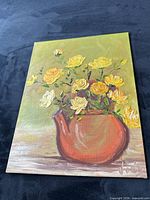 Full view of oil painting on canvas board