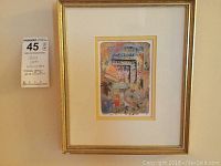 Framed lithograph art piece by Shraga Weil titled "Maze", showing entire outer gold frame with mat and artwork visible.