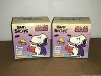 Front view of two sealed Linoos Many Faces of Snoopy blind boxes