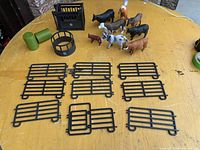 Entire lot with animals, fences, chute, feeder, hay bales