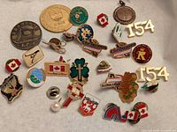 Overall view of all pins spread on fabric backing