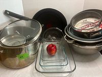 Overall view of cookware and bakeware assortment