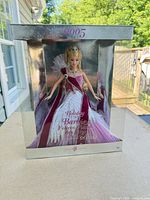 Front view of 2005 Holiday Barbie in sealed display box