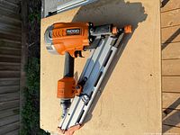 Full Ridgid R350CHD framing nailer with nails loaded