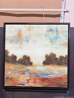full view of framed abstract landscape artwork