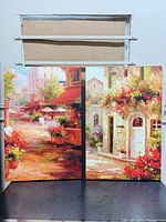 Both portrait-oriented canvas paintings side by side