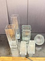 Front view of all six glass pieces showing shapes and sizes