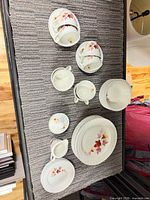 Overhead view of entire 41-piece set arranged on surface