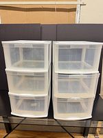 Front view of two 3-drawer organizers side by side