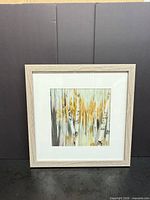Front view showing entire square framed print, mat, artwork and frame finish