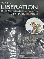 Front of thematic folder with mounted silver coin, partial wartime photograph background