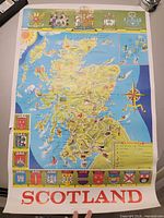 Full view of the illustrated Scotland map poster showing overall design and size