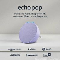Front of Amazon Echo Pop retail box showing product image and name
