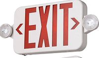 Stock image of white exit sign with lights