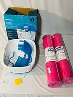 Foot spa with box and two yoga mats