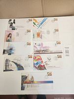 Fronts of eight illustrated first day covers with stamps