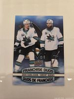 Front of 2019-20 Upper Deck Tim Hortons Franchise Duos Erik Karlsson / Brent Burns card