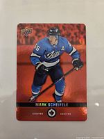 Front of 2019-20 Upper Deck Tim Hortons Red Die-Cut card featuring Mark Scheifele