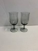 Front view of both smoke-gray goblets showing bowl and stem