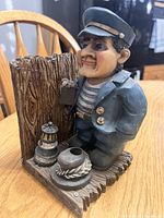 Sea captain bookend front and side view showing details