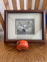 Front view of framed wolf paper sculpture