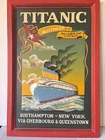 Full view of framed Titanic wood relief wall art