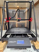 Front view of assembled Creality CR-10 Max printer showing frame, bed, and control box