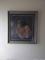 Framed pastel portrait showing entire artwork and frame