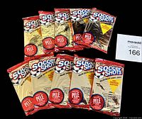 Ten sealed Soccer Shots 1991 Premier Edition packs displayed