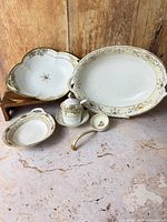 Entire six-piece porcelain set displayed together