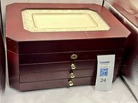 Closed Lenox burgundy jewelry box front view